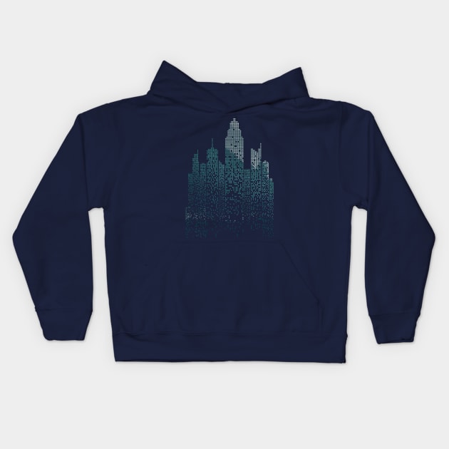 pixel city Kids Hoodie by pilipsjanuariusDesign